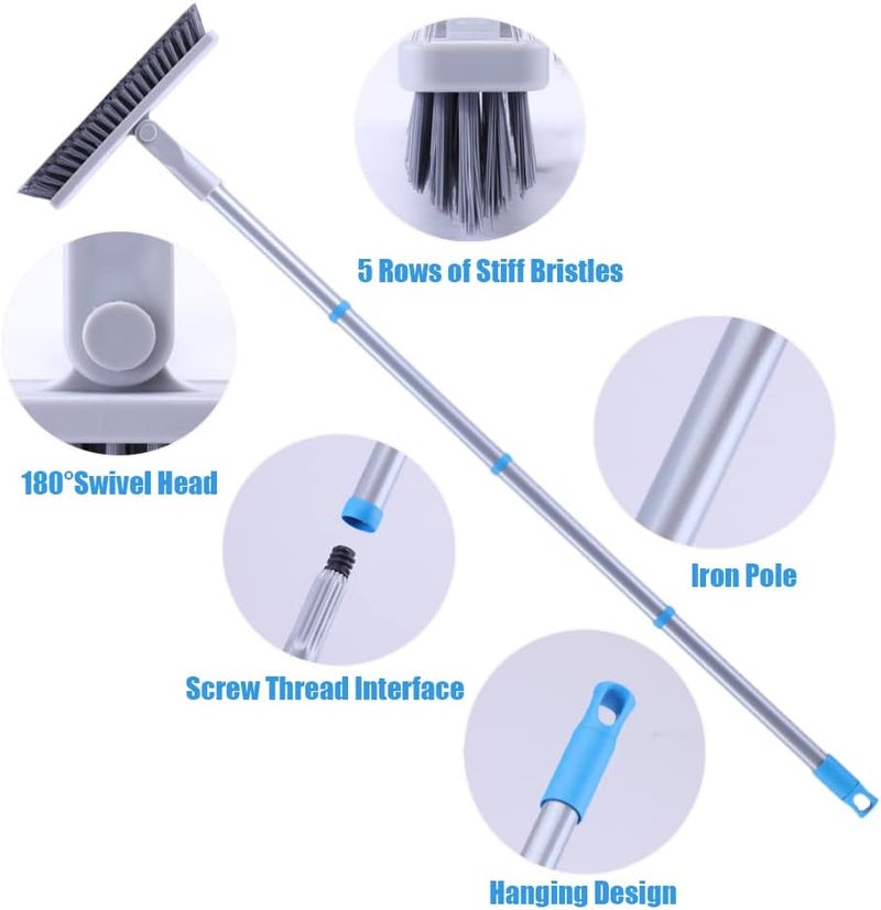 YONILL Grout Brush with Long Handle - Heavy Duty Grout Cleaner Brushes for Tile Floors, Swivel Stiff Bristles Floor Scrubber Cleaning Tool, Floor Scrub Brush for Shower, Kitchen, Baseboards and Corner - Image 5